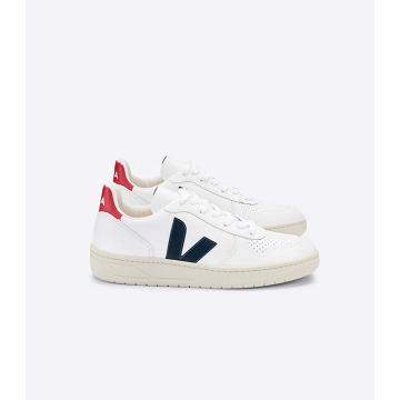 Veja V-10 LEATHER Tenisky Panske White/Red | SK 338DFM
